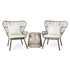 Modern Simple Outdoor Rattan Table And Chair Furniture Outdoor Breathable Balcony Chair Aluminum Alloy Leisure Rattan Chair Three Piece Set