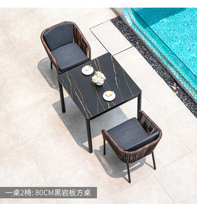 Outdoor Tables And Chairs Rattan Chairs Outdoor Furniture Leisure Tables And Chairs Courtyard Villa Hotel Outdoor Tables And Chairs Combination Rock Board