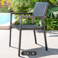 Black Plastic Wood Outdoor Tables And Chairs Combination Courtyard B B Hotel Outdoor Imitation Wood Tables And Chairs Anticorrosive Aluminum Balcony Furniture