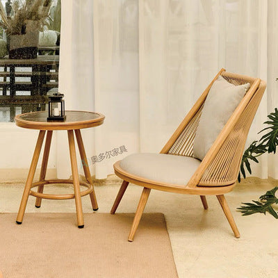 Balcony Leisure Table And Chair Combination Rattan Single Sofa Chair Outdoor Courtyard Garden Terrace Rattan Chair Tea Table Set