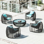 Outdoor Rattan Sofa Courtyard Villa Sales Department Sunscreen Leisure Rattan Chair Combination Outdoor Leisure Furniture