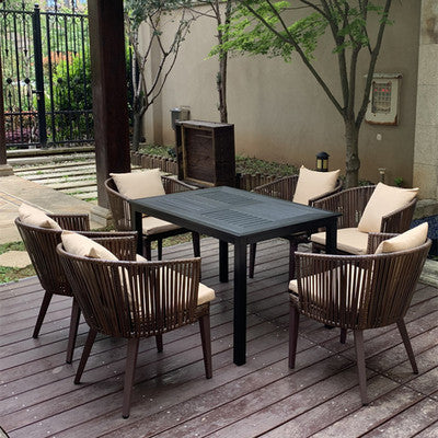 Modern Leisure Courtyard Outdoor Rattan Tables And Chairs Outdoor Villa Milk Tea Shop Chair With Tea Table Combination Outdoor Furniture