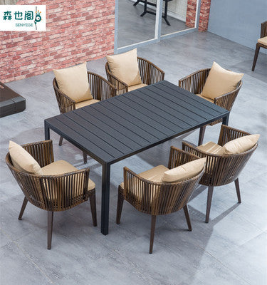Outdoor Tables And Chairs Courtyard Balcony Outdoor Leisure Outdoor Terrace Garden Waterproof Tea Table Combination Rattan Chair