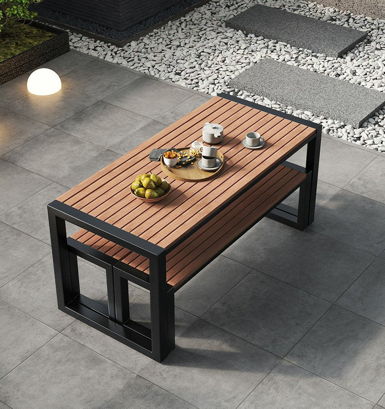 Outdoor dining table, 4-6 Person Patio Garden table, Metal Support Frame Anticorrosive  table, Multcolor