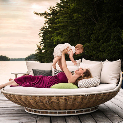 Outdoor Home Stay Bird's Nest Swing Rattan Round Hammock Hanging Chair Garden Double Basket Hammock Sofa Round Bed