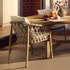 Teak Outdoor Tables And Chairs Leisure Courtyard Open Yard Villa Rattan Chair Outdoor Solid Wood Long Table Rattan Table And Chair Combination