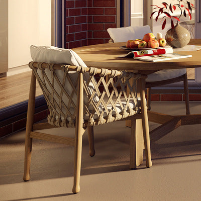 Teak Outdoor Tables And Chairs Leisure Courtyard Open Yard Villa Rattan Chair Outdoor Solid Wood Long Table Rattan Table And Chair Combination