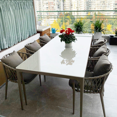 Nordic Outdoor Tables And Chairs Commercial Street Rattan Chair Model Room Villa Outdoor Outdoor Combined Courtyard Rope Woven Balcony Tables And Chairs