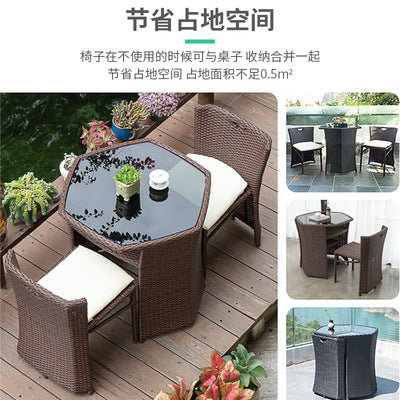 Outdoor Leisure Balcony Rattan Chair Tea Table Three Piece Set Of Modern Simple Rattan Furniture Set Outdoor Balcony Chair
