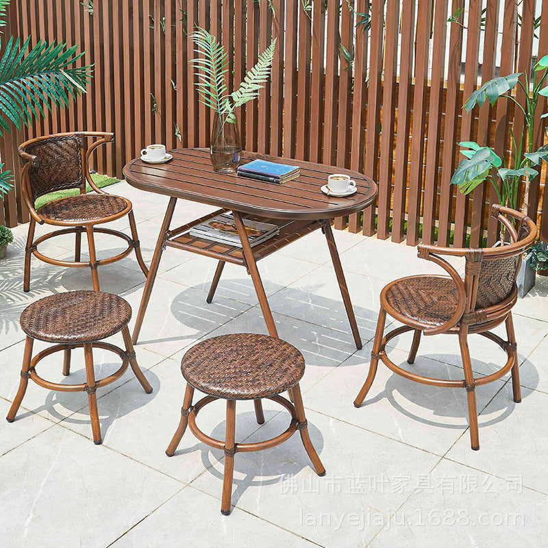 Outdoor Garden Leisure Rattan Chair Three Piece Set Courtyard Balcony Tables And Chairs Milk Tea Shop Coffee Shop Outdoor Tables And Chairs Combination