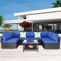 7 Pieces Wicker PE Rattan Sectional Conversation  Sofa Sets