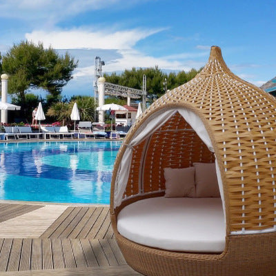 Outdoor Leisure Rattan Bed Birdcage Bed Courtyard Garden Bird's Nest Lounge Chair Beach Swimming Pool Outdoor Round Bed