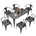 Qianmu Modern Simple Milk Tea Shop Coffee Shop Outdoor Tables And Chairs Combination Commercial Barbecue Shop Large Stall Plastic Wood Tables And Chairs