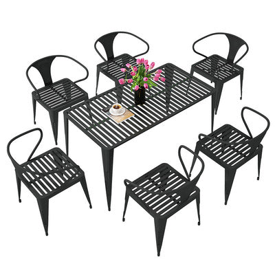 Qianmu Modern Simple Milk Tea Shop Coffee Shop Outdoor Tables And Chairs Combination Commercial Barbecue Shop Large Stall Plastic Wood Tables And Chairs