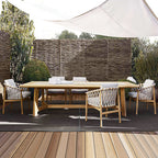 Teak Outdoor Tables And Chairs Leisure Courtyard Open Yard Villa Rattan Chair Outdoor Solid Wood Long Table Rattan Table And Chair Combination