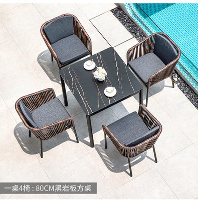 Outdoor Tables And Chairs Rattan Chairs Outdoor Furniture Leisure Tables And Chairs Courtyard Villa Hotel Outdoor Tables And Chairs Combination Rock Board