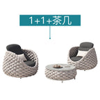 Nordic Outdoor Sofa Courtyard Villa Balcony Rattan Chair Outdoor Terrace Garden Rattan Single Waterproof Sofa Combination