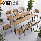 Auman Outdoor Plastic Wood Tables And Chairs Leisure Outdoor Tables And Chairs Combination Garden Cafe Catering Bar Courtyard Tables And Chairs