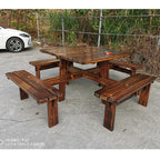 Outdoor Anticorrosive Carbonized Tables And Chairs Integrated Tables And Chairs Leisure Outdoor Tables And Chairs Park Solid Wood Balcony