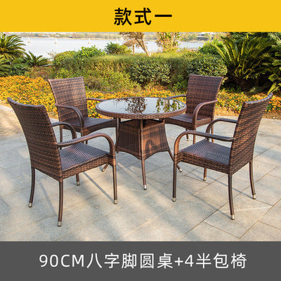 Outdoor Tables And Chairs Rattan Chair Combination Courtyard Balcony Leisure Rattan Terrace Outdoor Garden Waterproof Sunscreen Chair Coffee Table