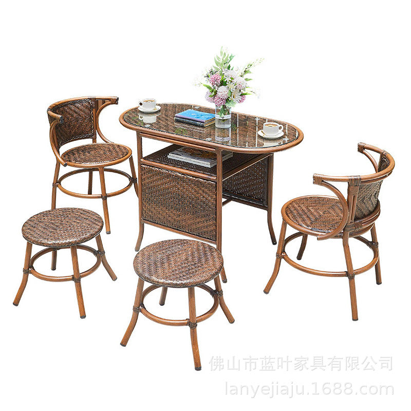 Outdoor Garden Leisure Rattan Chair Three Piece Set Courtyard Balcony Tables And Chairs Milk Tea Shop Coffee Shop Outdoor Tables And Chairs Combination