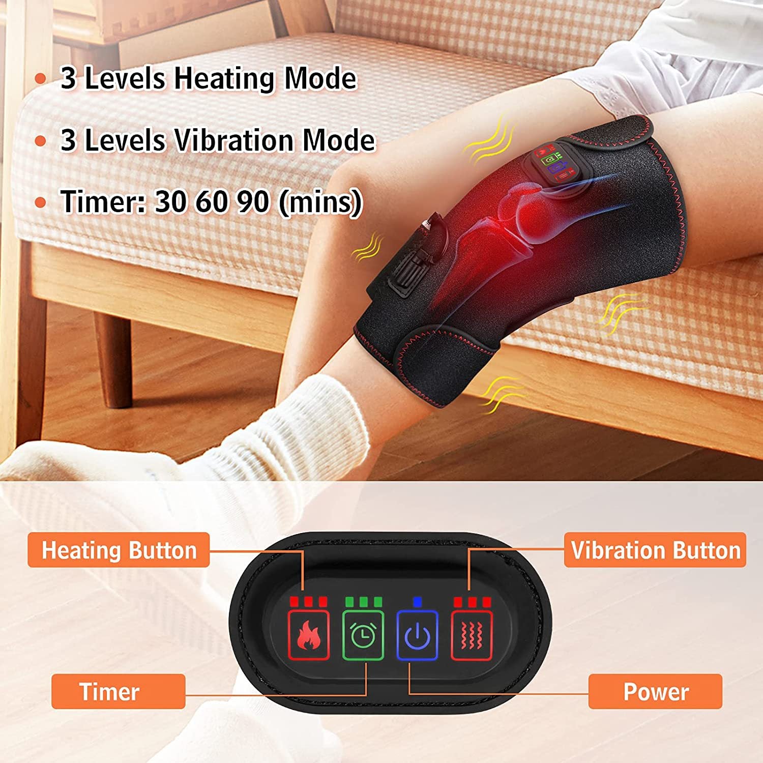 Electric heating knee protector, charging hot compress, vibrating massage, physical therapy, warmth preservation, knee protector, multi-functional knee massager, hot compress instrument