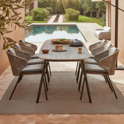 Outdoor Dining Leisure Outdoor Rattan Long Table And Chair Outdoor Courtyard Garden PE Rattan Chair