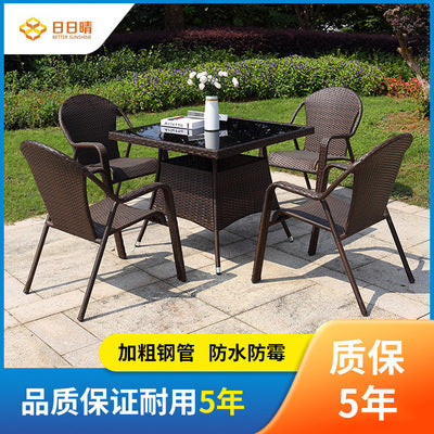 Outdoor Rattan Chair Courtyard Balcony Rattan Table And Chair Iron Rattan Table And Chair Combination Leisure Rattan Furniture