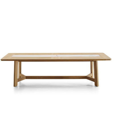 Teak Outdoor Tables And Chairs Leisure Courtyard Open Yard Villa Rattan Chair Outdoor Solid Wood Long Table Rattan Table And Chair Combination