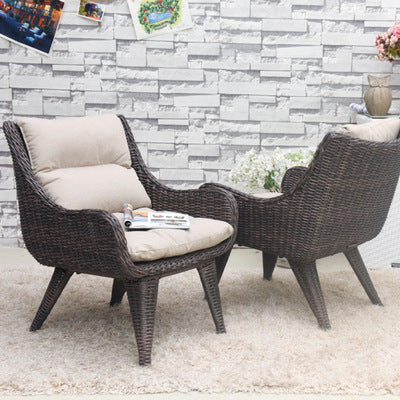 Rattan Chair Three Piece Set Balcony Small Table And Chair Leisure Outdoor Courtyard Tea Table Combination Outdoor Terrace Rattan Armchair