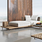 Nordic Outdoor Sofa Villa Courtyard Garden Combined Rattan Sofa Leisure Teak Rattan Chair Sofa