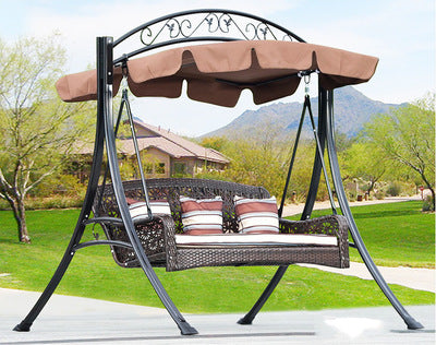 Outdoor Courtyard Double Basket Swing Household Rocking Chair Balcony Chair Garden Rattan Chair Iron Leisure Outdoor Swing