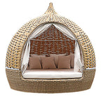 Rattan Woven Aluminum Alloy Bird's Nest Bed Outdoor Rattan Lying Bed Lazy Chair Circular Garden Courtyard Home Stay Swimming Pool Large Birdcage Bed