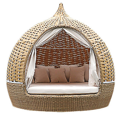 Rattan Woven Aluminum Alloy Bird's Nest Bed Outdoor Rattan Lying Bed Lazy Chair Circular Garden Courtyard Home Stay Swimming Pool Large Birdcage Bed