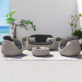 Nordic Outdoor Sofa Courtyard Villa Balcony Rattan Chair Outdoor Terrace Garden Rattan Single Waterproof Sofa Combination