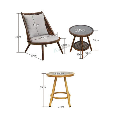 Balcony Leisure Table And Chair Combination Rattan Single Sofa Chair Outdoor Courtyard Garden Terrace Rattan Chair Tea Table Set