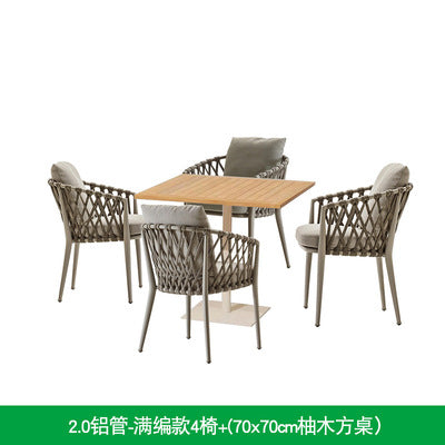 Nordic Leisure Rattan Woven Outdoor Dining Table Chair Tea Table Outdoor Courtyard Cafe Rattan Chair Furniture Garden Terrace Balcony
