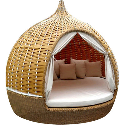 Outdoor Leisure Rattan Bed Birdcage Bed Courtyard Garden Bird's Nest Lounge Chair Beach Swimming Pool Outdoor Round Bed