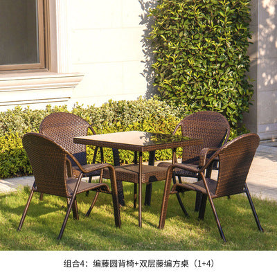 Outdoor Rattan Chair Courtyard Balcony Rattan Table And Chair Iron Rattan Table And Chair Combination Leisure Rattan Furniture