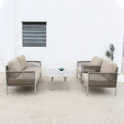 Outdoor Nordic Tables And Chairs Tied Rope Sofa Leisure Teslin Balcony Rattan Chair Sofa Terrace Courtyard Sofa Combination