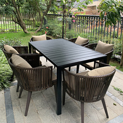 Modern Leisure Courtyard Outdoor Rattan Tables And Chairs Outdoor Villa Milk Tea Shop Chair With Tea Table Combination Outdoor Furniture