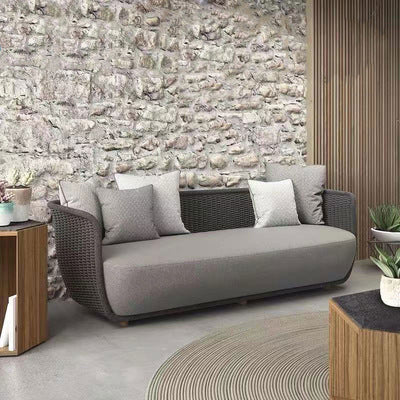 Nordic Outdoor Sofa Balcony Courtyard Rattan Chair Hotel Villa Leisure Rattan Sofa Chair Three Piece Rattan Sofa