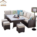 Outdoor Rattan Chair Sofa Outdoor Courtyard Terrace Sunshine Room Rattan Sofa Balcony Leisure Corner Rattan Sofa Combination