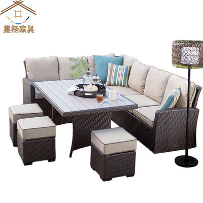 Outdoor Rattan Chair Sofa Outdoor Courtyard Terrace Sunshine Room Rattan Sofa Balcony Leisure Corner Rattan Sofa Combination
