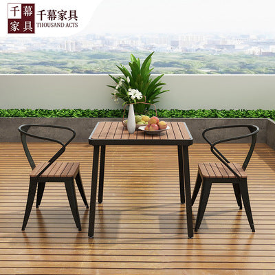 Qianmu American Industrial Style Outdoor Plastic Wood Dining Table And Chair Combination Villa Garden Milk Tea Shop Coffee Shop Balcony Dining Chair