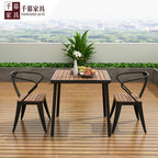 Qianmu American Industrial Style Outdoor Plastic Wood Dining Table And Chair Combination Villa Garden Milk Tea Shop Coffee Shop Balcony Dining Chair