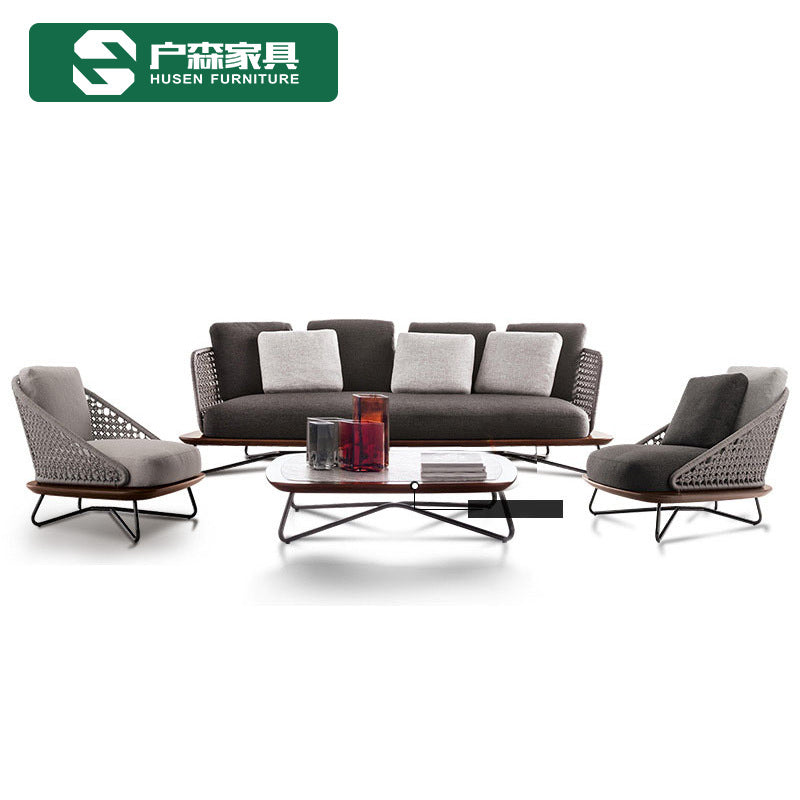 Outdoor Furniture Hand Woven Ribbon Sofa Outdoor Sofa Hotel Outdoor Leisure PVC Rope Sofa