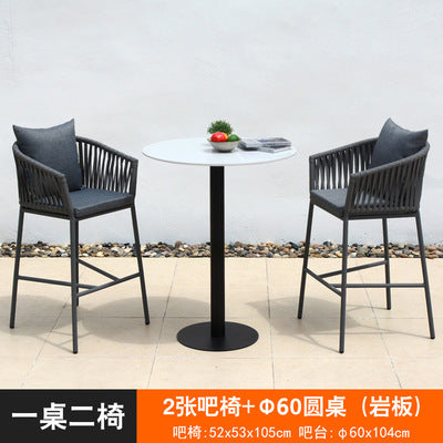 Nordic Modern Leisure Outdoor Bar Chair Open Air Coffee Bar High Stool Balcony High Foot Outdoor Bar Chair