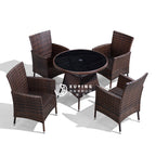 Outdoor Rattan Leisure Chairs and Table Set, 4 Chairs and 1 Table