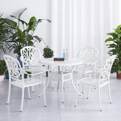 Leisure Outdoor Cast Aluminum Outdoor Combined Tables And Chairs Hotel Courtyard Balcony Cafe Iron Table And Chair Five Piece Combination